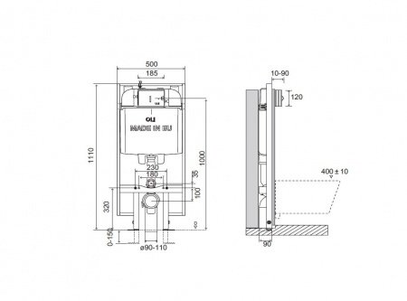 Инсталляция для подвесных унитазов OLI OLI74 PLUS 601803